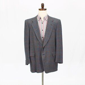Hickey Freeman 46S Navy Check 2-Button Sport Coat Blazer Jacket P543